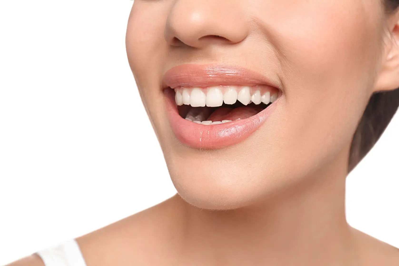 smiling with aligned teeth